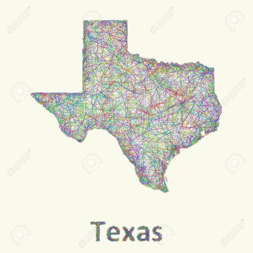 Texas Line Art Map From Colorful Curved Lines - Map Of Texas Art