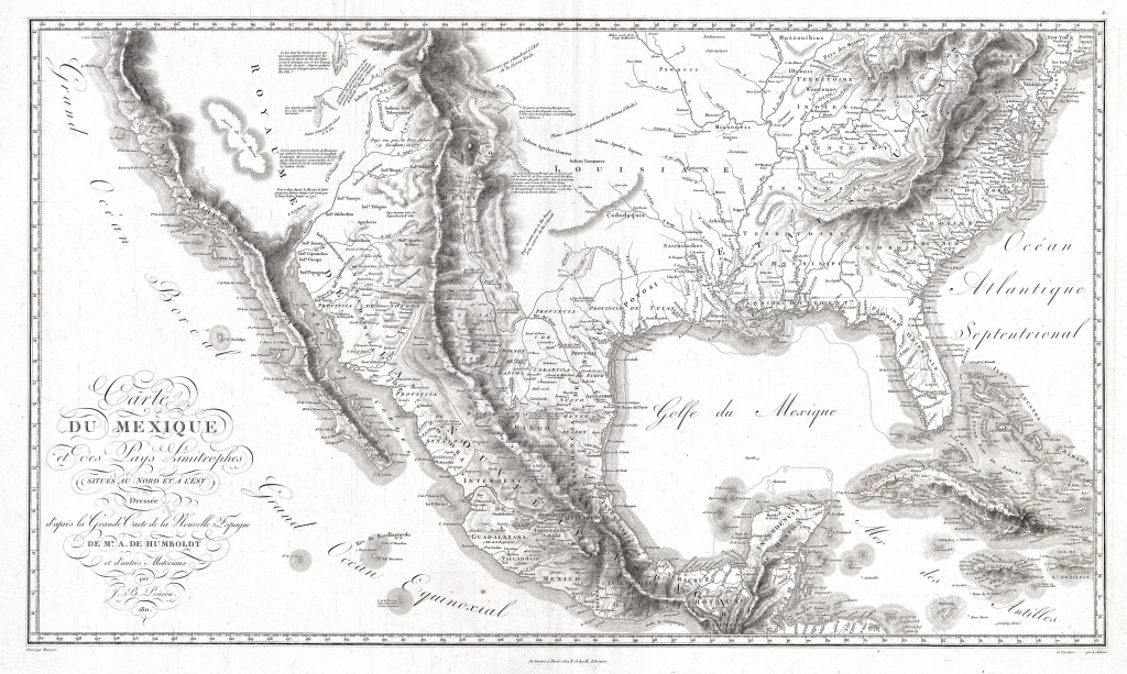 Texas, Louisiana, Florida And Mexico | 1811 Humboldt Map | « Divided - Texas Louisiana Map