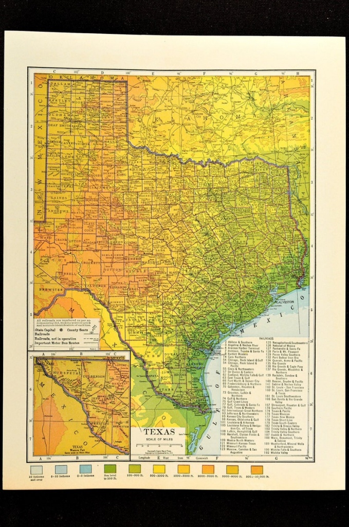 Texas Map Of Texas Topographic Map Wall Decor Art Colorful | Etsy - Texas Map Wall Art