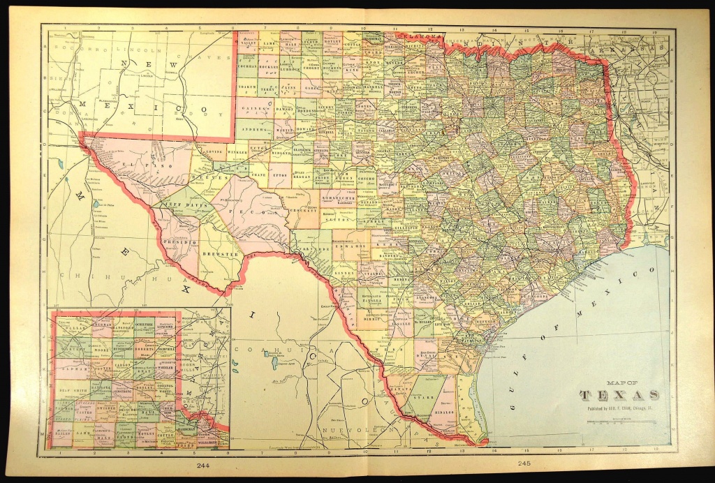 Texas Map Of Texas Wall Art Decor Large Antique Early 1900S | Etsy - Large Texas Wall Map