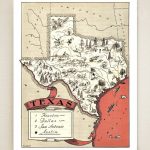 Texas Map Print   Fun Vintage Picture Map Print To Frame   Perfect Gift For  Many Occasions   Size & Color Choices   Personalize Your Print   Vintage Texas Map Prints