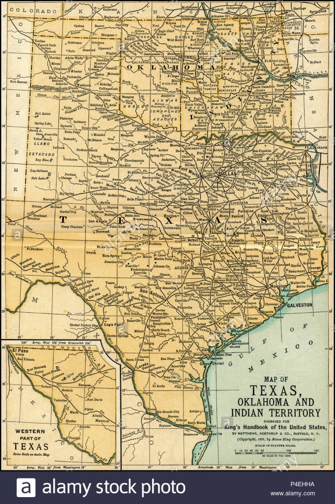 Texas Oklahoma Indian Territory Antique Map 1891: Map Of Oklahoma - Antique Texas Map Reproductions