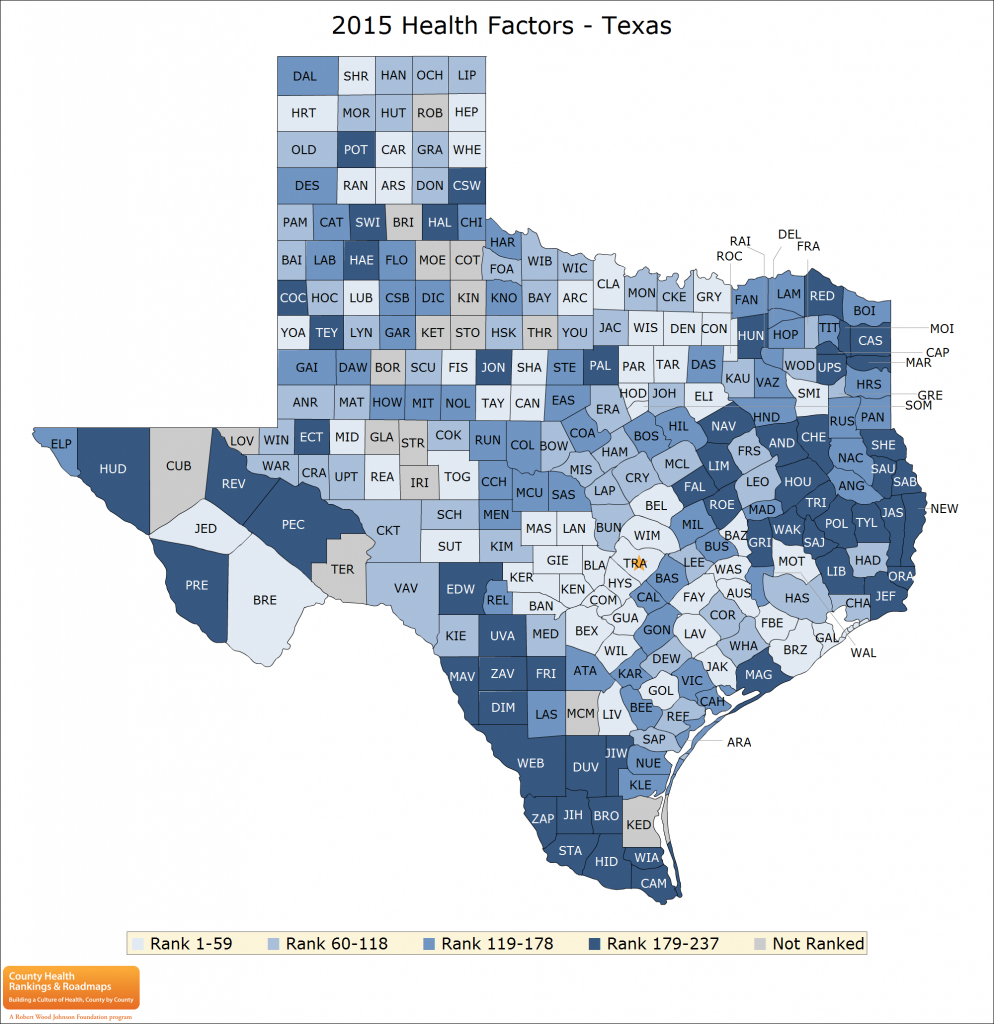 Texas Rankings Data | County Health Rankings &amp;amp; Roadmaps - Texas Health Dallas Map