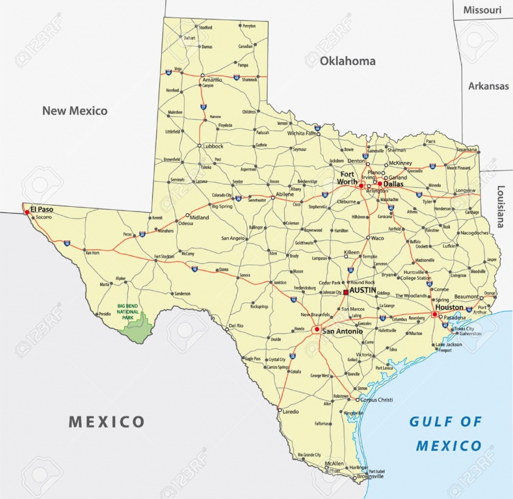 Texas Road Map Royalty Free Cliparts, Vectors, And Stock - Texas Road Map Free