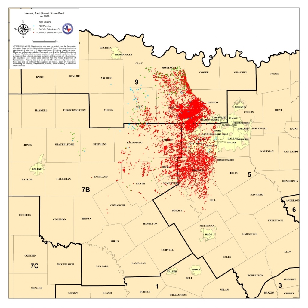 Texas Rrc - Barnett Shale Information - Texas Railroad Commission Drilling Permits Map