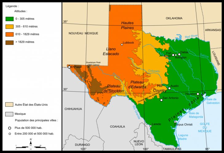 Texas Landforms Map Labeled