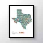 Texas Typography Printmappinners | Etsy   Texas Scratch Off Map