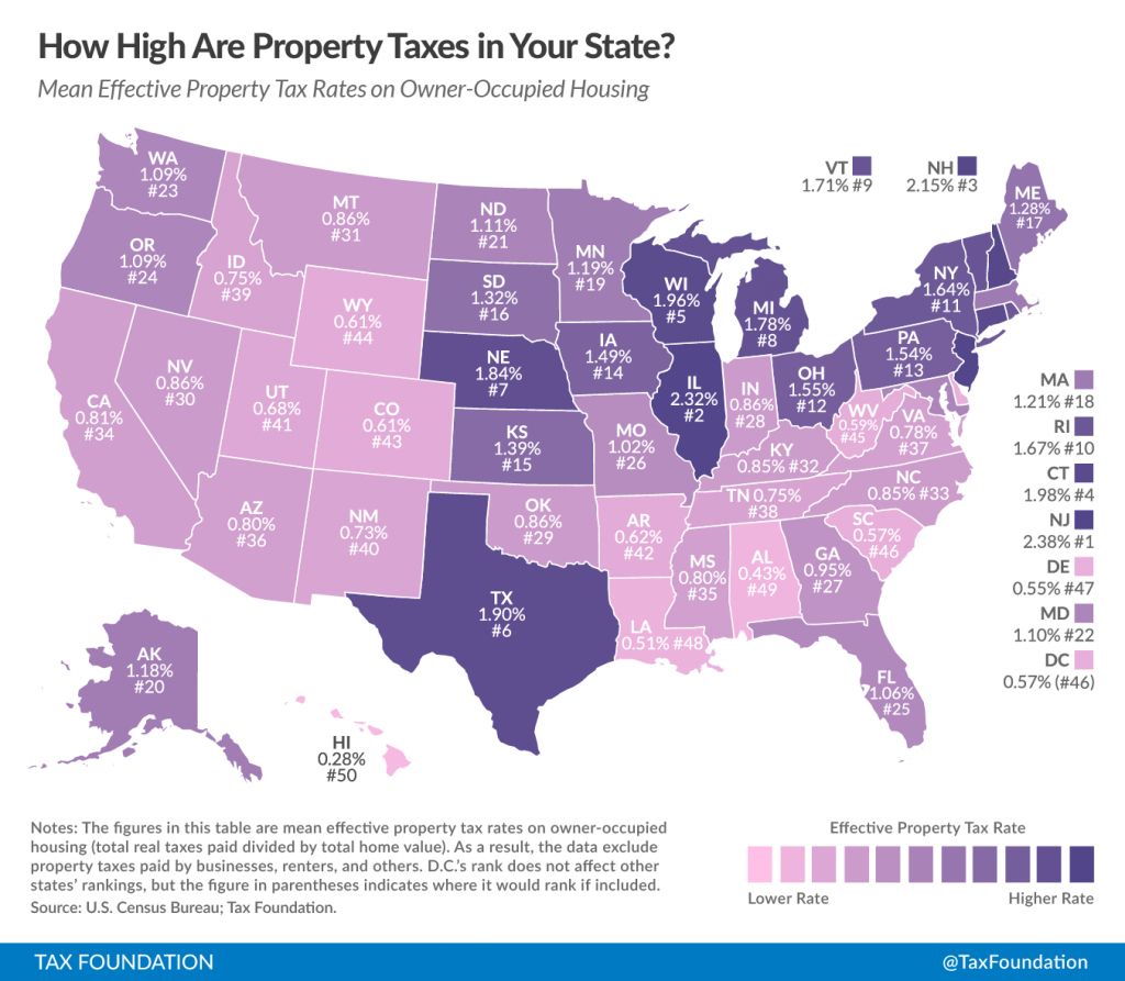The 10 Worst States For Property Taxes | The Fiscal Times - Florida Property Tax Map
