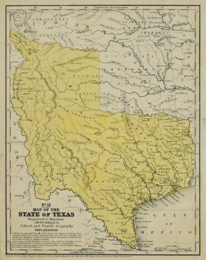 The Antiquarium - Antique Print &amp;amp; Map Gallery - Augustus Mitchell - Texas Map 1846