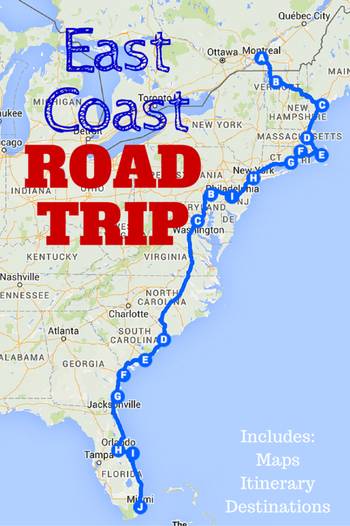 The Best Ever East Coast Road Trip Itinerary | Road Trip Ideas - Florida Vacation Destinations Map