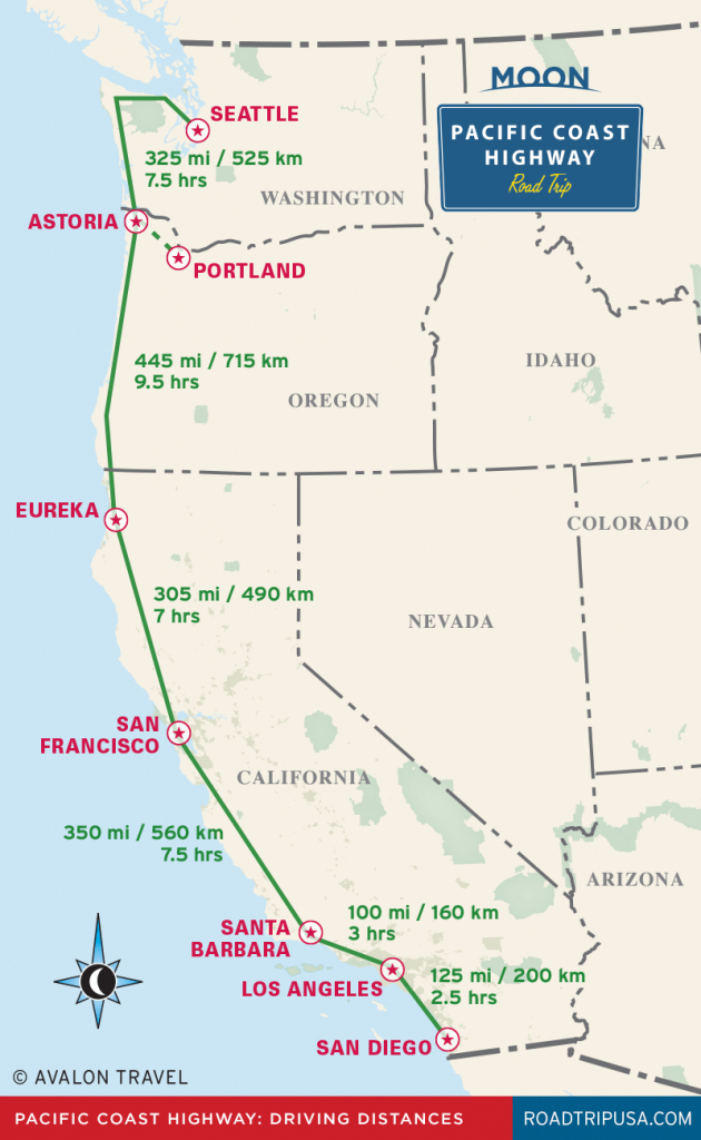 The Classic Pacific Coast Highway Road Trip | Road Trip Usa - California Coast Attractions Map