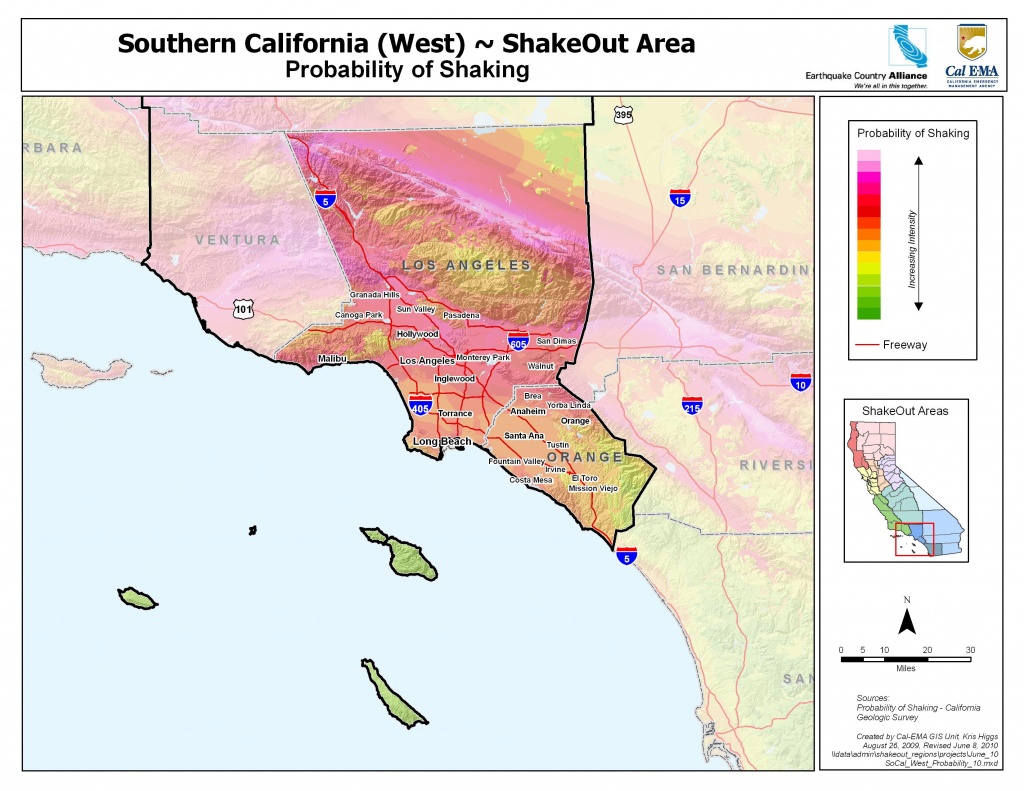 The Great California Shakeout - Southern California Coast Area - Orange County California Map