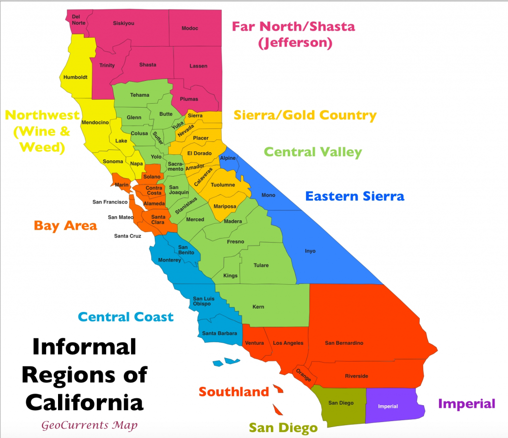 The Regionalization Of California, Part 2 | Geocurrents Intended For - California Valley Map
