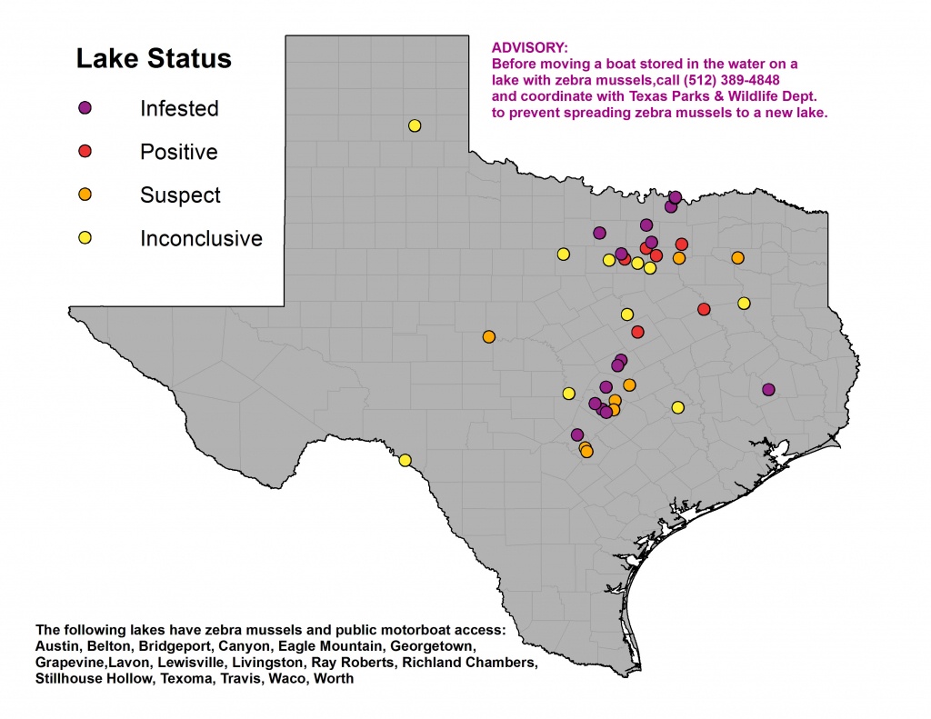 The Zebra Mussel Threat Texas Lakes Map 