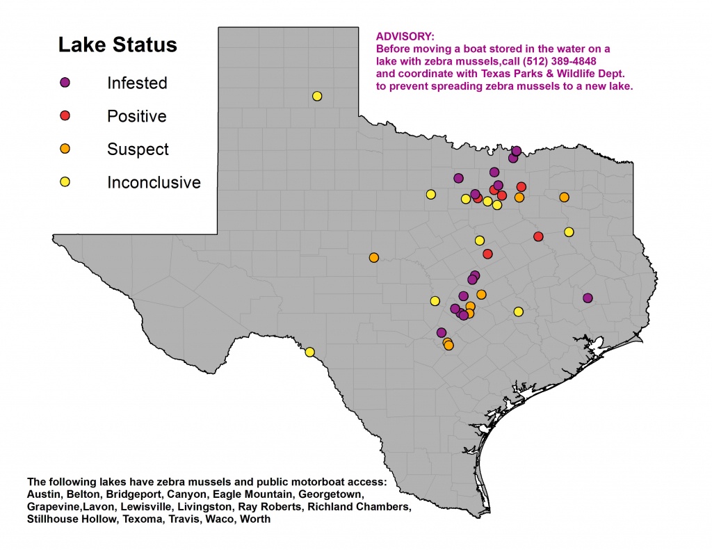 The Zebra Mussel Threat - Texas Waterways Map