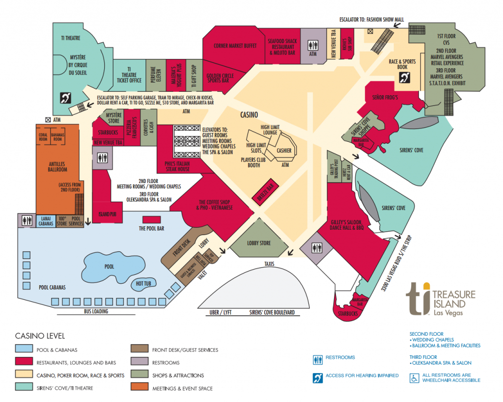 Ti Hotel Property Map Treasure Island Hotel And Casino, Las Vegas - Florida Casinos Map