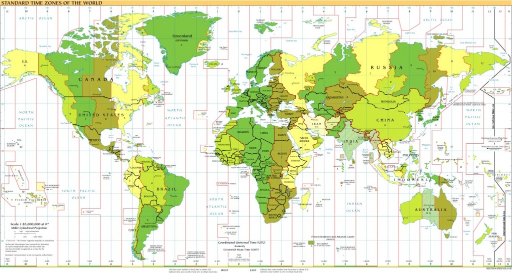 Time Zones Of The World Map (Large Version) - Printable World Time Zone Map