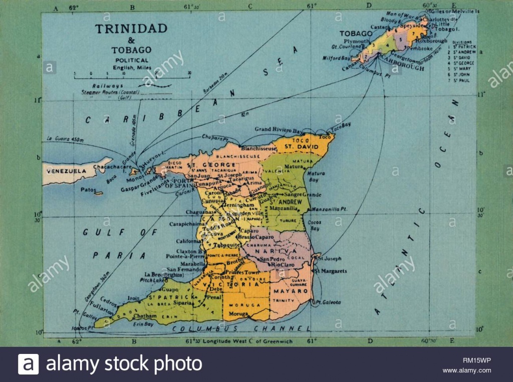 Tobago Print Map Stock Photos &amp;amp; Tobago Print Map Stock Images - Alamy - Printable Map Of Trinidad And Tobago