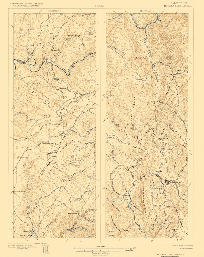 Topographical Map - Mother Lode District California 1899 - California Mother Lode Map