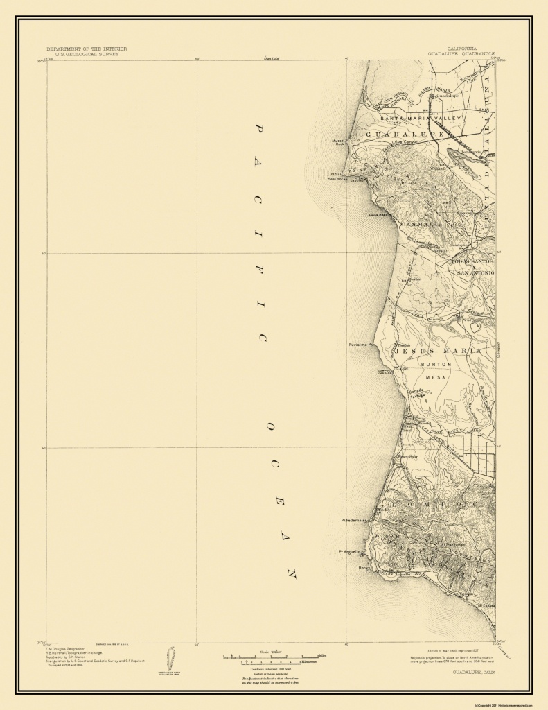 Topographical Map Print - Guadalupe California Quad - Usgs 1905 - 23 - Guadalupe California Map