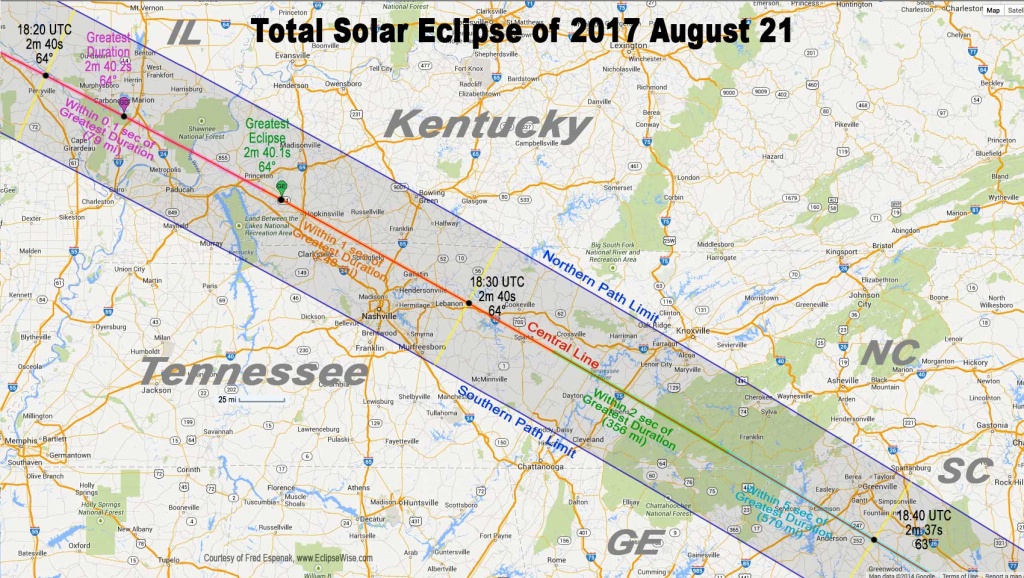 Total Eclipse Of The Sun: August 21, 2017 - Printable Eclipse Map