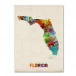Trademark Art 'florida Map'michael Tompsett Framed Graphic Art   Florida Map Artwork