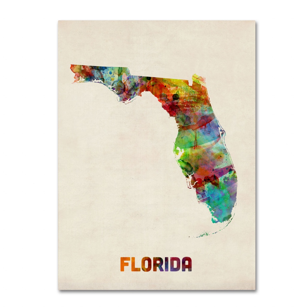 Trademark Art &amp;#039;florida Map&amp;#039;michael Tompsett Framed Graphic Art - Florida Map Artwork
