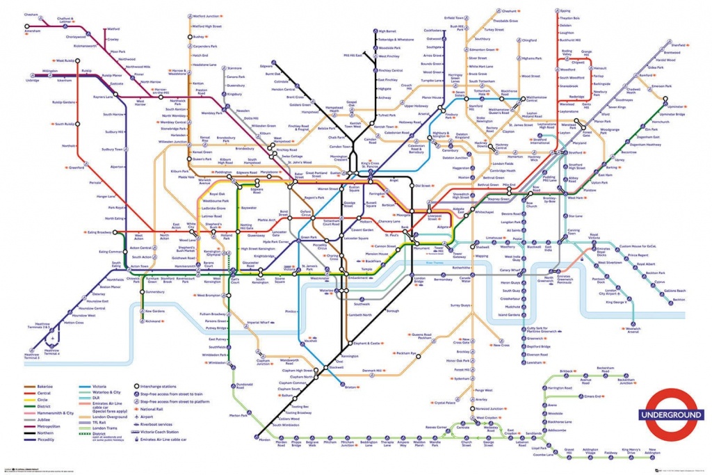 Transport For London Underground Map Maxi Poster - London Underground Map Printable A4
