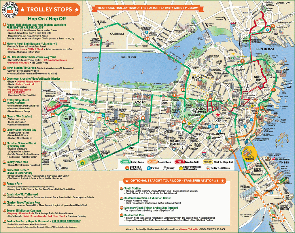 Trolleytours - Boston Old Town Trolley Route Map | Usa - Boston Tourist Map Printable