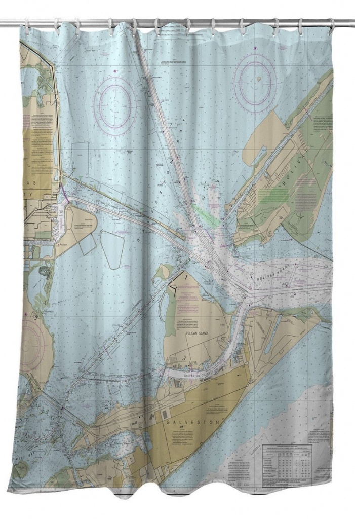 Tx: Galveston Tx Nautical Chart Shower Curtain Map Shower | Etsy - Texas Map Shower Curtain