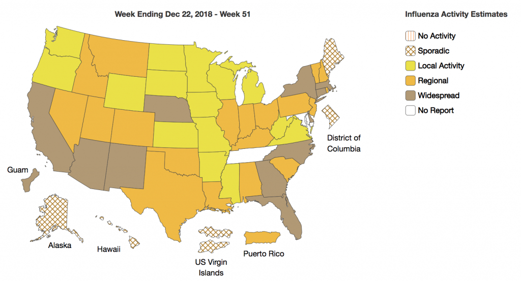 U.s. Flu Map: 11 States Now Experiencing Widespread Flu Activity - Flu Map Florida