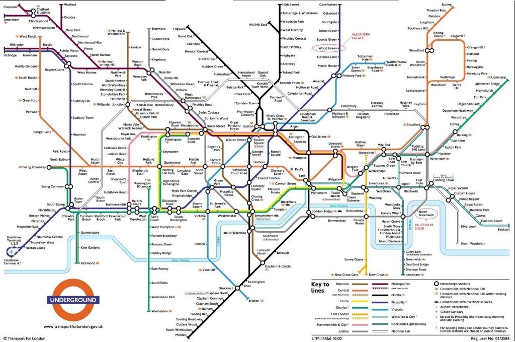 Underground: London Metro Map, England - Printable London Tube Map
