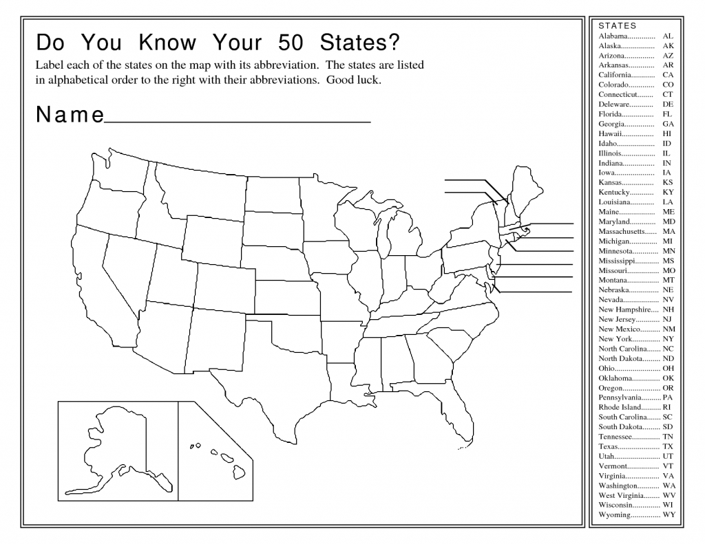 United States Map Activity Worksheet | Social Studies | Map Quiz, Us - Us State Map Quiz Printable