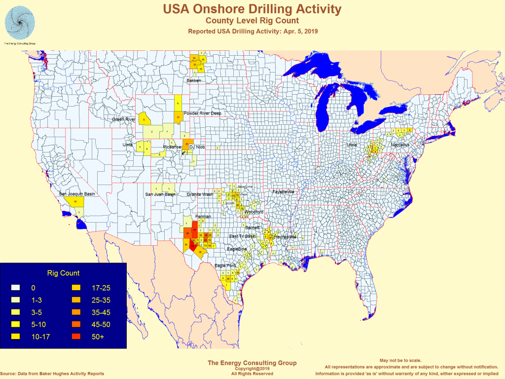 United States Oil And Gas Drilling Activity - Map Of Drilling Rigs In Texas