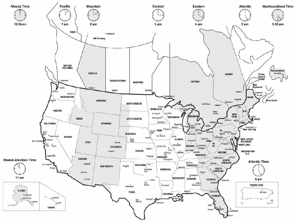 United States Time Zones Map Printable | Usa Map 2018 - Printable Us Timezone Map