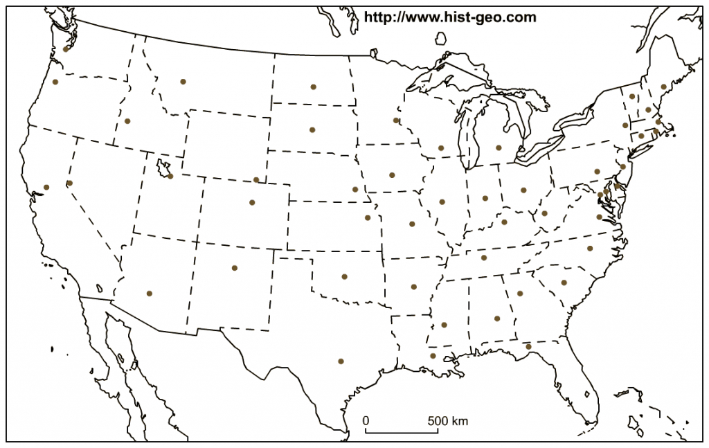 Us Outline Map - States And Capitals - Printable Blank Us Map With State Outlines