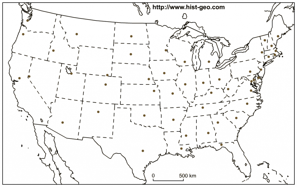 Us Outline Map - States And Capitals - United States Map States And Capitals Printable Map