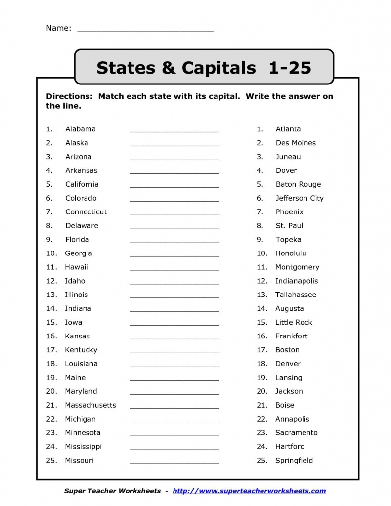 Us State Map Quiz Printable Us Capitals Map Quiz Printable State - Us Map Quiz Printable Free