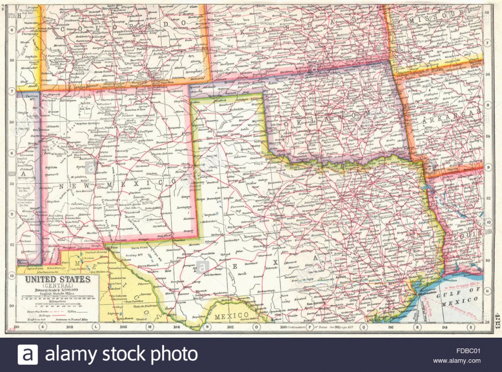 Usa South Centre: New Mexico Oklahoma North Texas. Harmsworth, 1920 - Map Of New Mexico And Texas