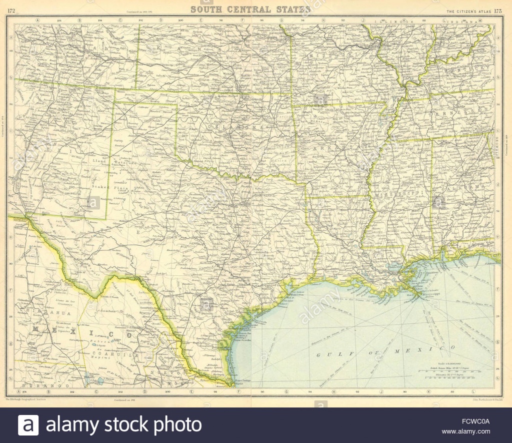 Usa South: Texas Louisiana Oklahoma Arkansas Mississippi Stock Photo - Texas Arkansas Map