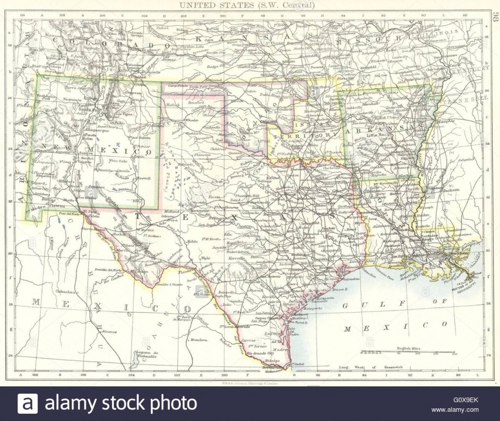 Usa: Sw Central: New Mexico Texas Oklahoma Arkansas Louisiana , 1897 - Texas Arkansas Map