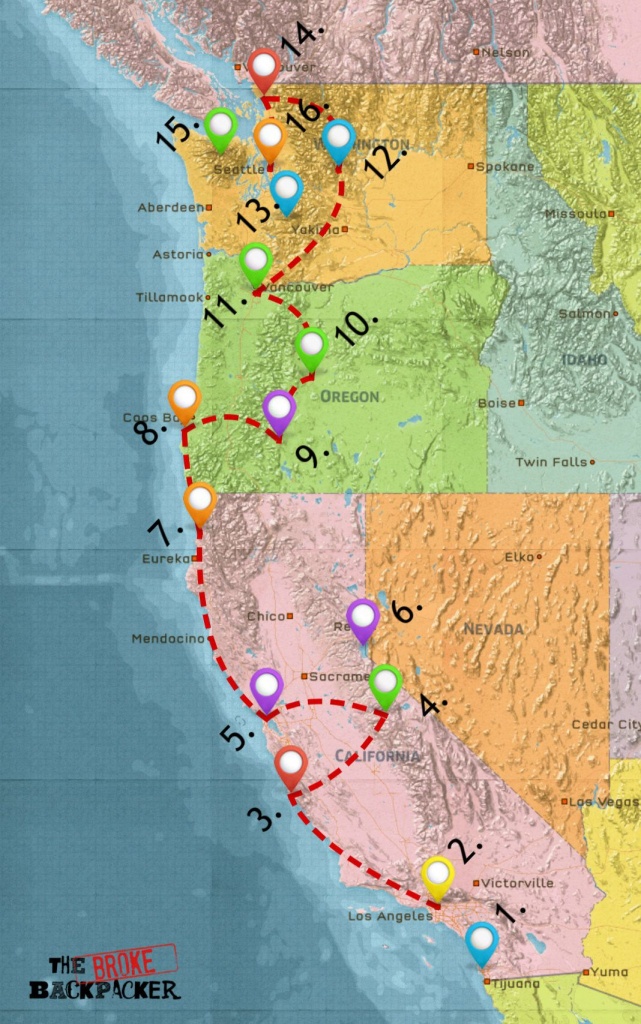 Usa West Coast Road Trip Guide (July 2019) - California Oregon Washington Road Map