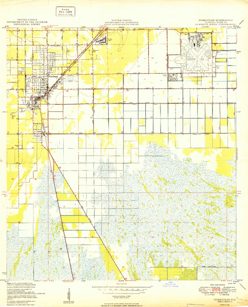 Usgs 124000 Scale Quadrangle For Homestead Fl 1950 Homestead Florida Map 