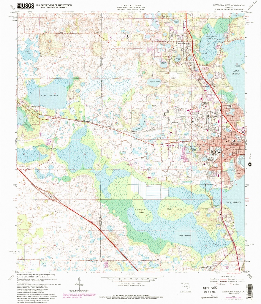 Usgs 124000 Scale Quadrangle For Leesburg West Fl 1966 Leesburg Florida Map 