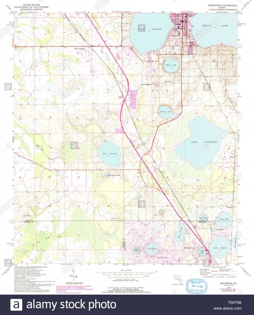 Usgs Topo Map Florida Fl Frostproof 346353 1953 24000 Restoration - Frostproof Florida Map