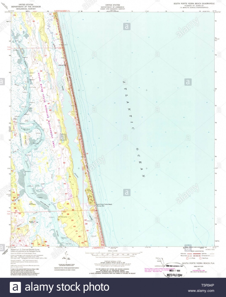 Usgs Topo Map Florida Fl South Ponte Vedra Beach 348578 1952 24000 - South Florida Topographic Map