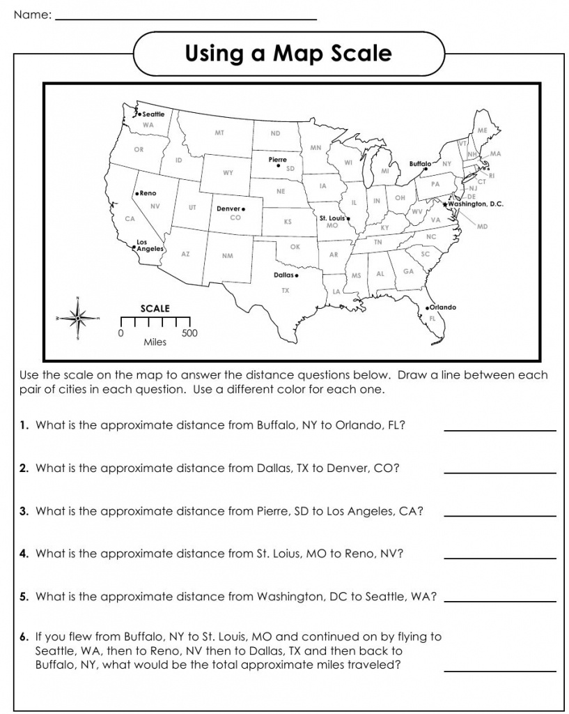 Using A Map Scale Worksheets | Geography | Map Skills, Social - 6Th Grade Map Skills Worksheets Printable