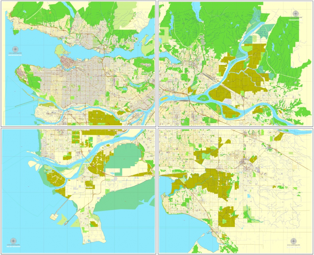 Vancouver Exact Map V.3.09: Printable City Plan Map In 4 Parts Of - Printable Map Of Vancouver