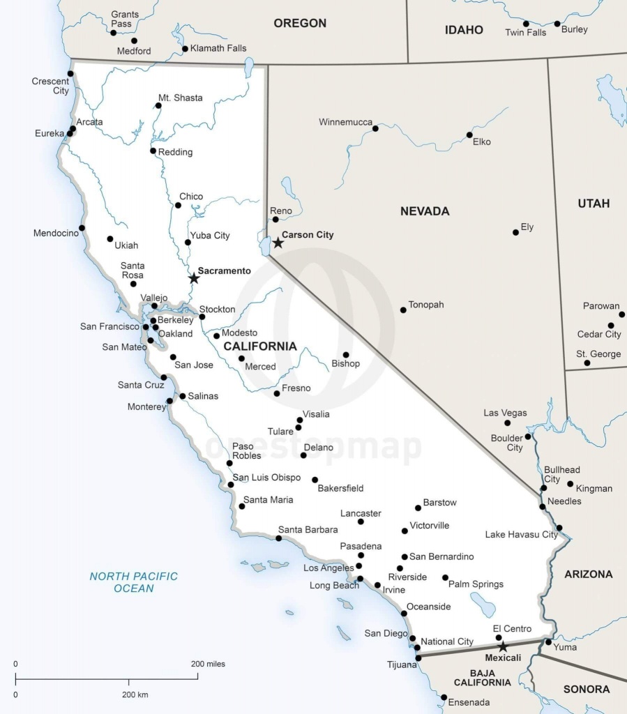 Vector Map Of California Political | One Stop Map - Map Of Bishop California Area