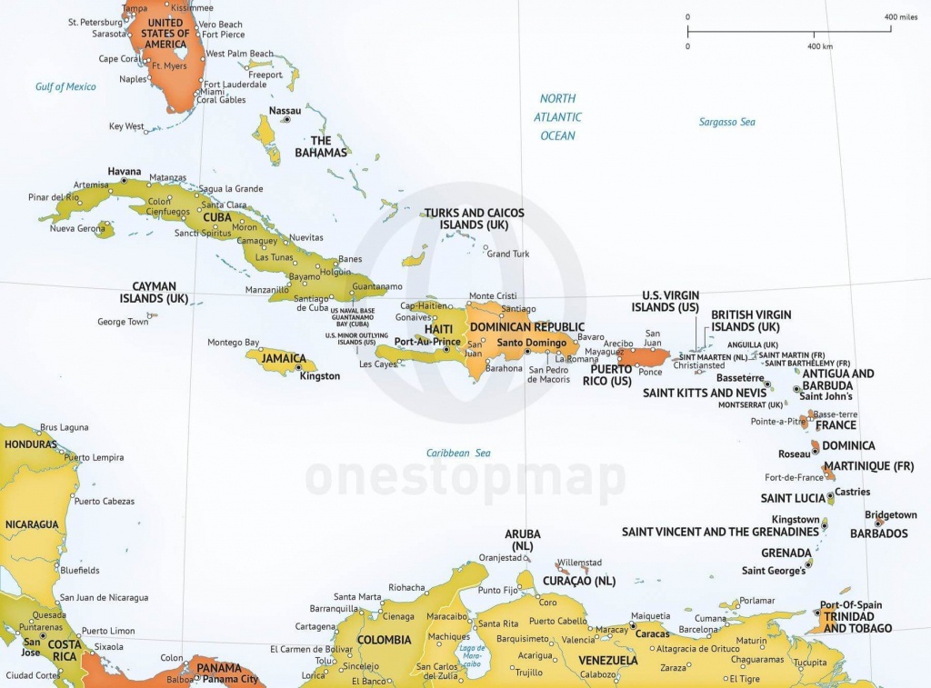 Vector Map Of Caribbean Political | One Stop Map - Printable Map Of The Caribbean